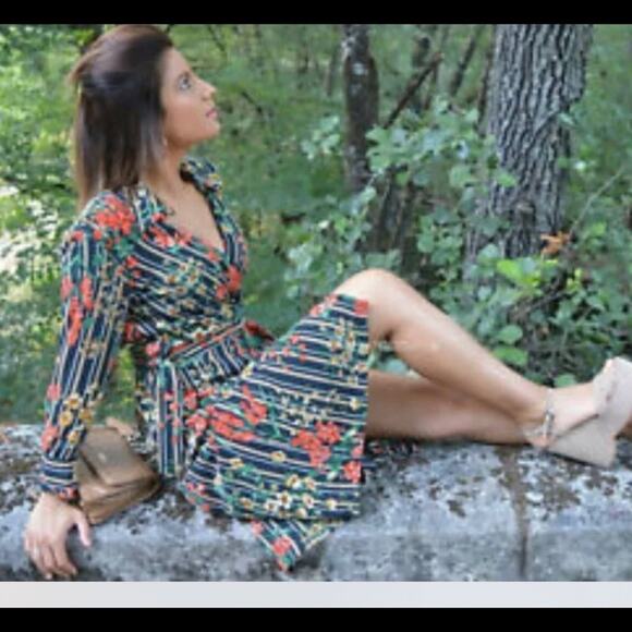 Zara floral stripe wrap dress size XS - Picture 7 of 12